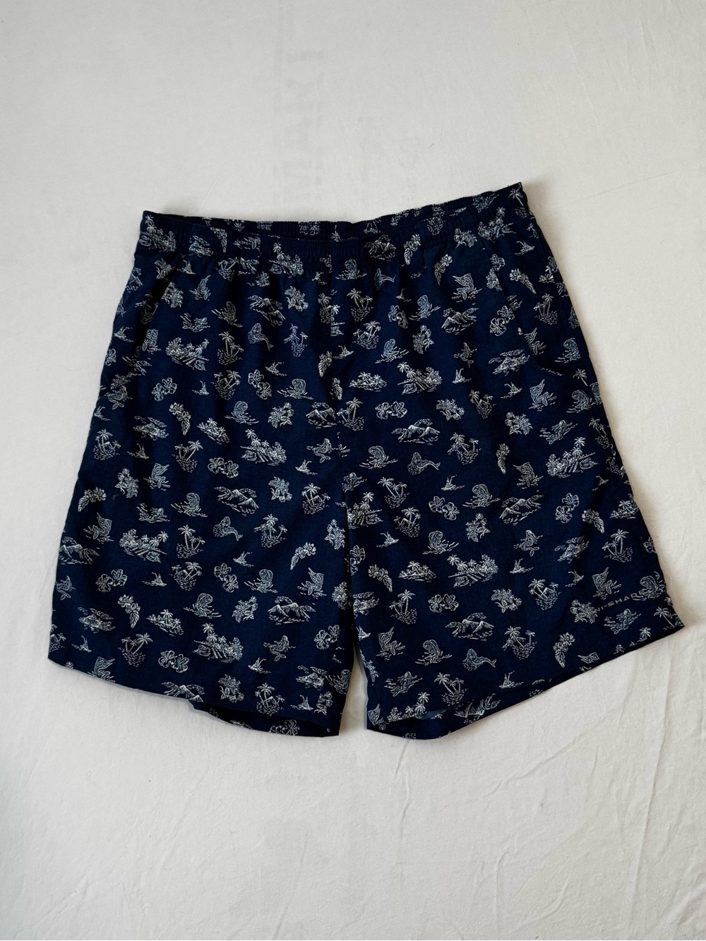 Men’s Columbia PFG Swim Trunks Medium Blue Tropical Pattern